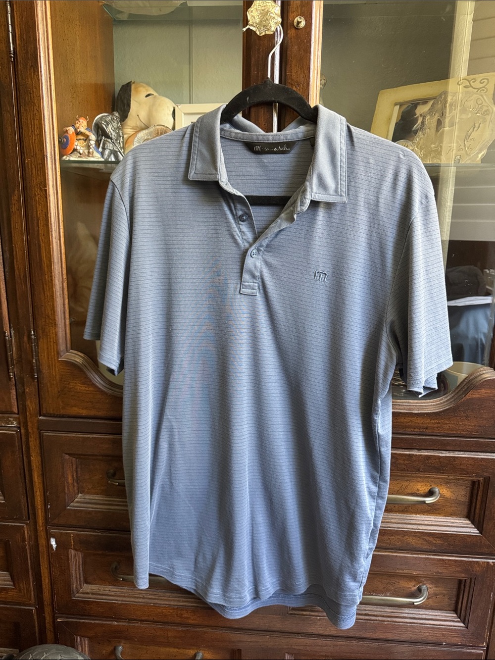 Travis Mathew Men's Light Blue Striped Polo